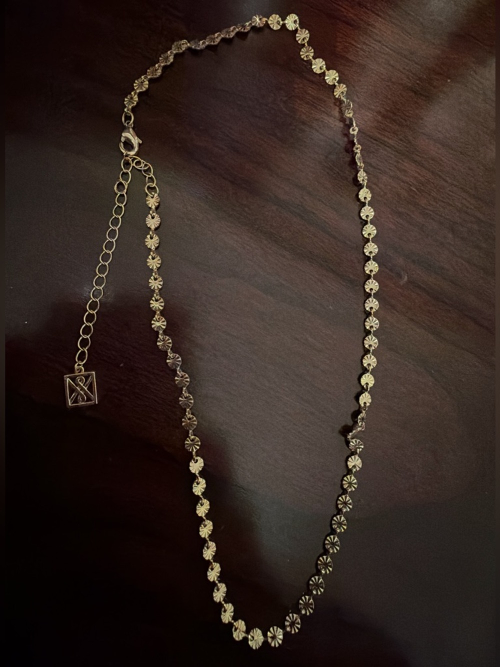 Gold Flower Link Necklace with Adjustable Chain